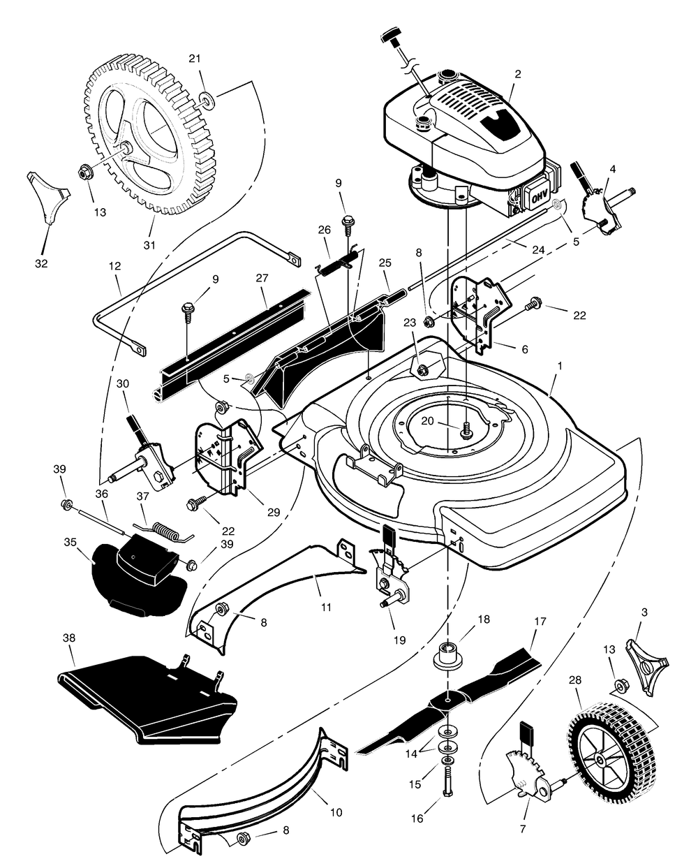 Mower Housing Assembly Diagram and Parts List for 223210X692B 2003 Briggs and Stratton Lawn Mower